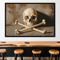 Sepia Skull And Crossbones Still Canvas Wall Art