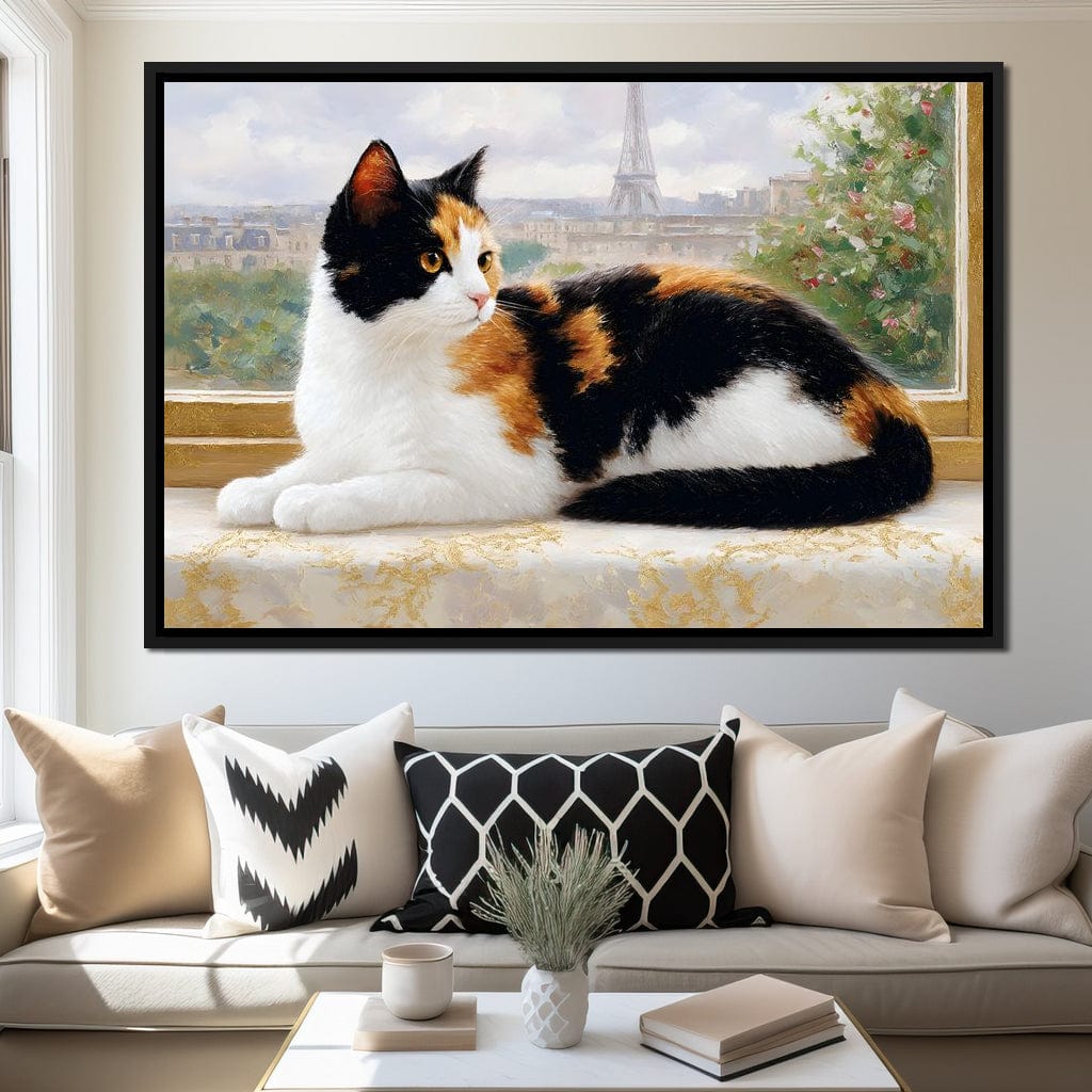 Parisian Feline Afternoon Canvas Wall Art