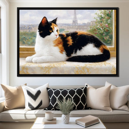 Parisian Feline Afternoon Canvas Wall Art