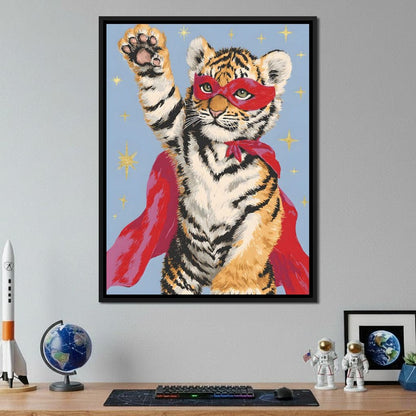 Superhero Tiger Cub Rising Canvas Wall Art