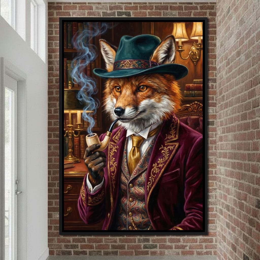 Gentleman Fox Smoking Canvas Wall Art