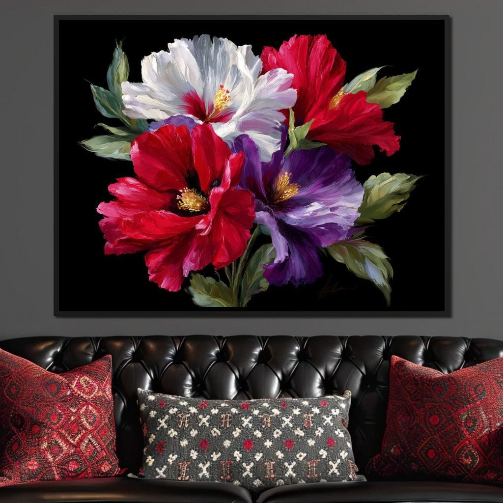 Velvet Peony Trio Bouquet Canvas Wall Art