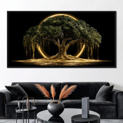 Ancient Tree Upon The Hollow Moon Canvas Wall Art