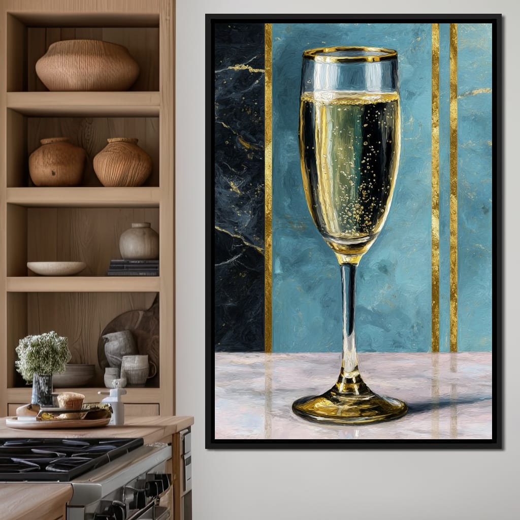 Gilded Champagne Elegance Canvas Wall Art