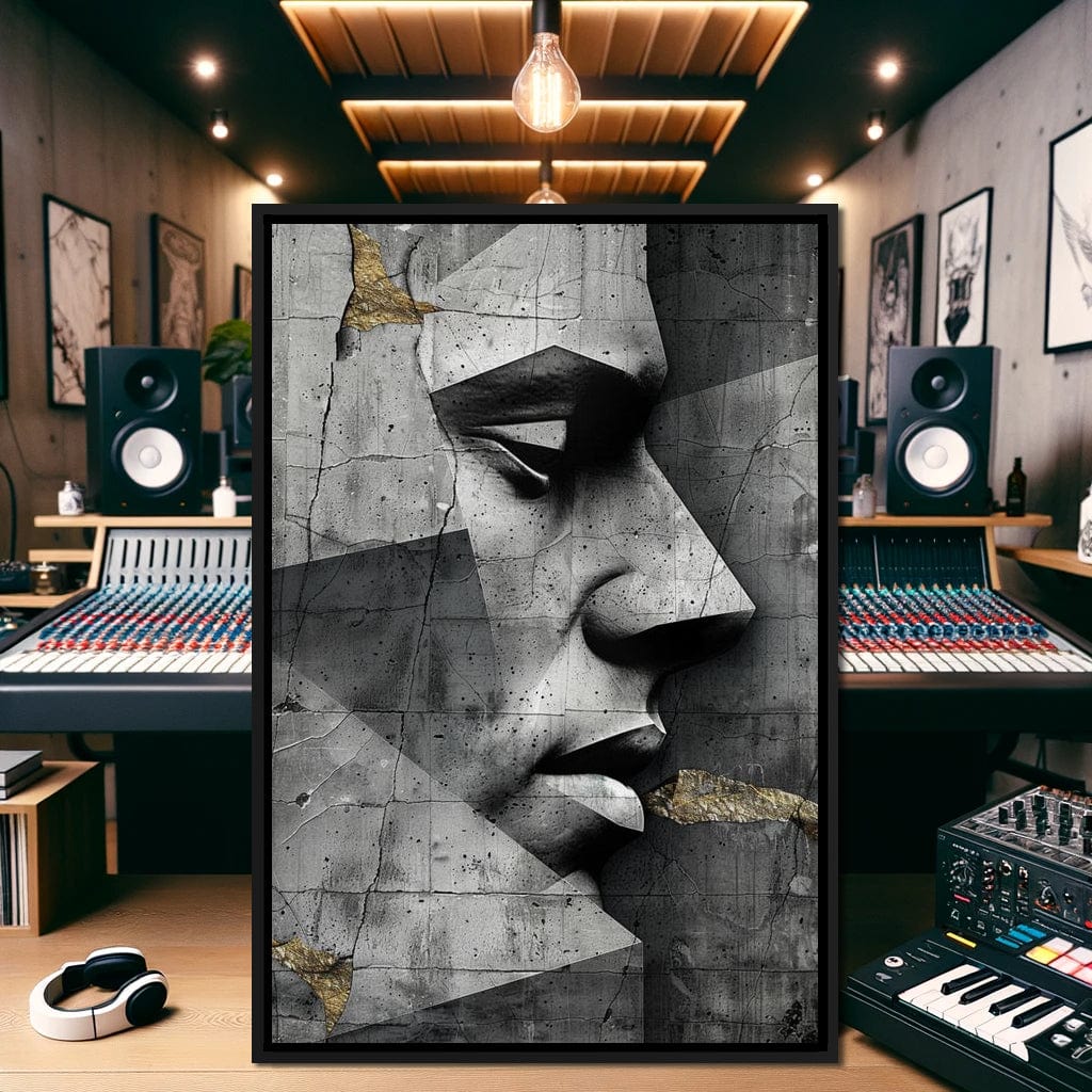 Monochrome Geometric Visage Canvas Wall Art