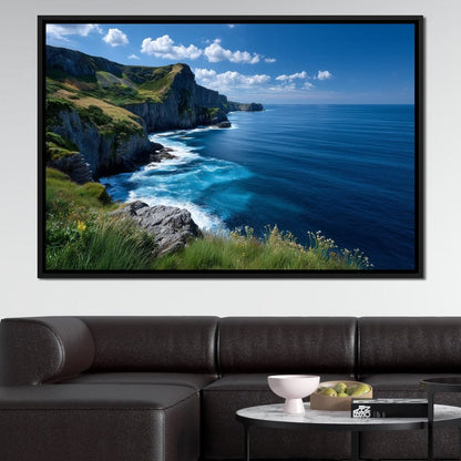 Wild Cliffs Over Blue Sea Canvas Wall Art