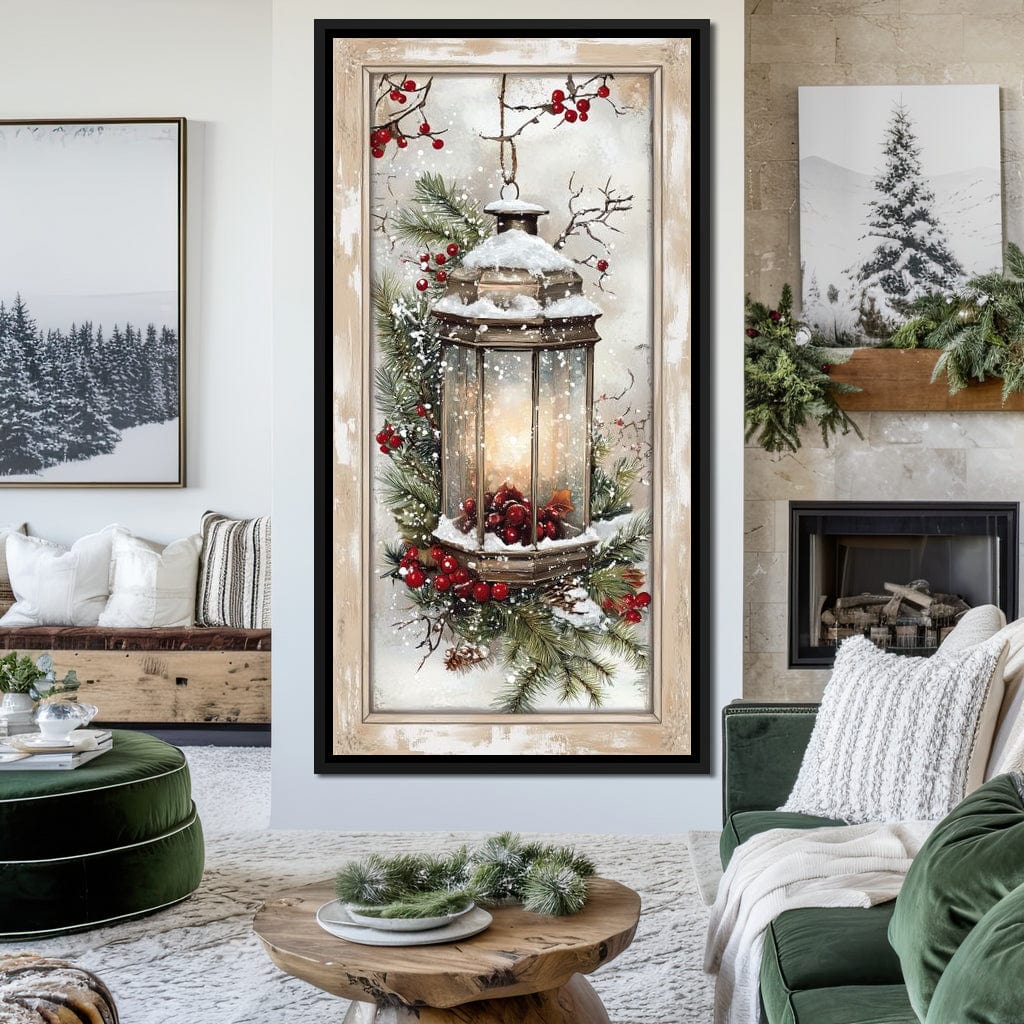 Lantern Glow Winter Enchantment Canvas Wall Art