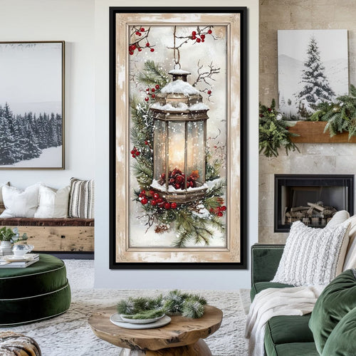 Lantern Glow Winter Enchantment Canvas Wall Art