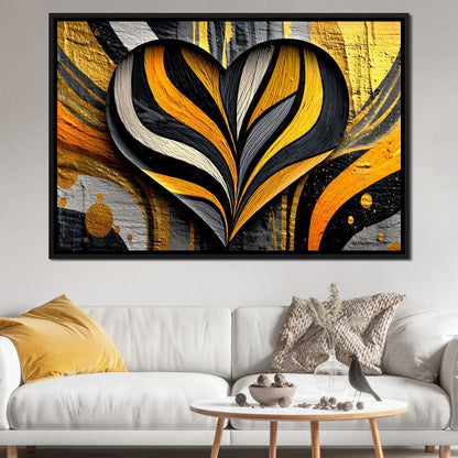 Golden Heartbeat Essence Canvas Wall Art