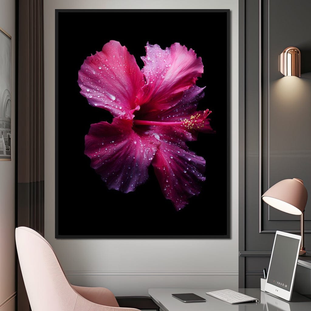 Rainkissed Pink Hibiscus Petals Canvas Wall Art