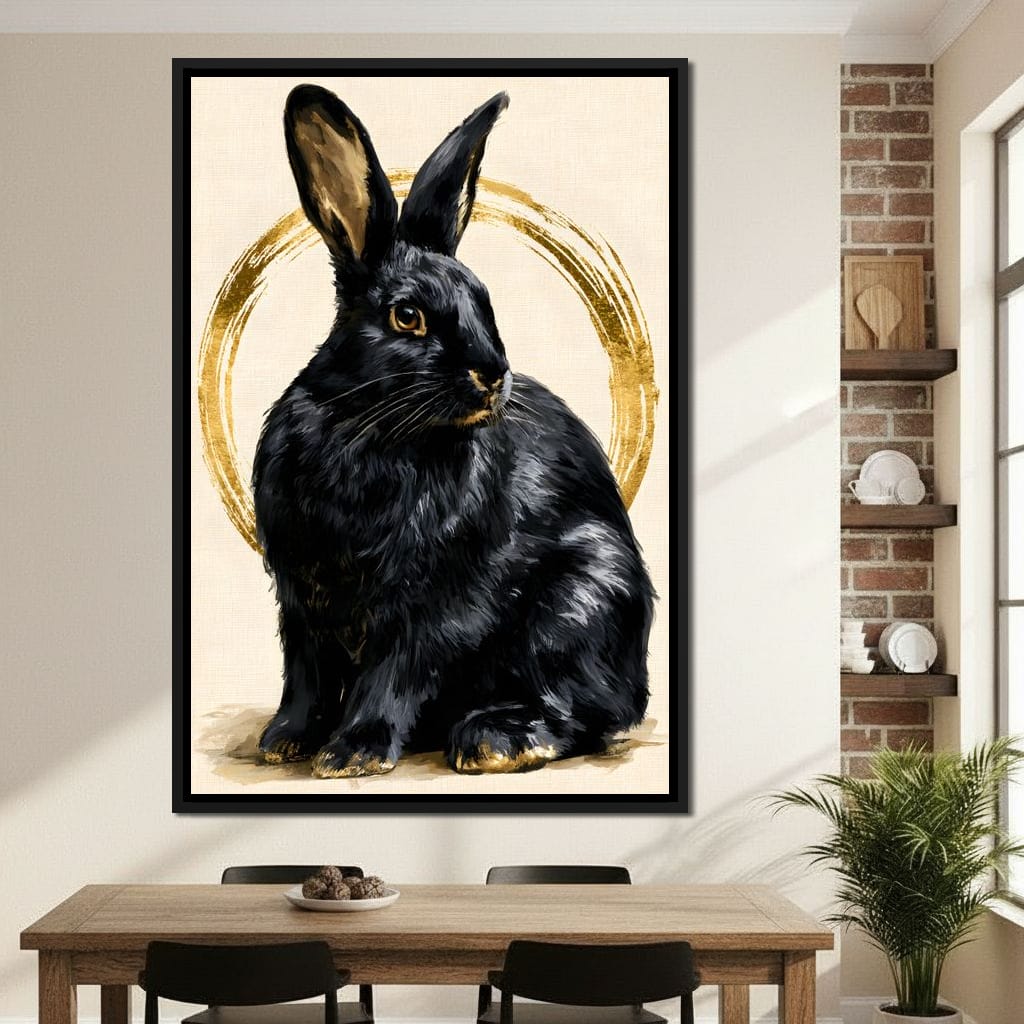 Gilded Hare Watching The Horizon Canvas Wall Art