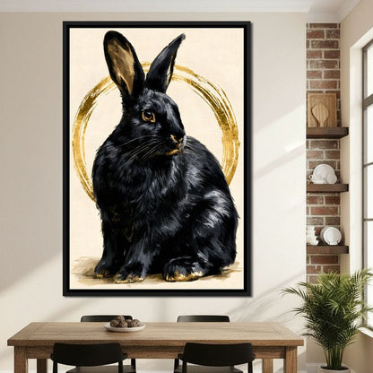 Gilded Hare Watching The Horizon Canvas Wall Art