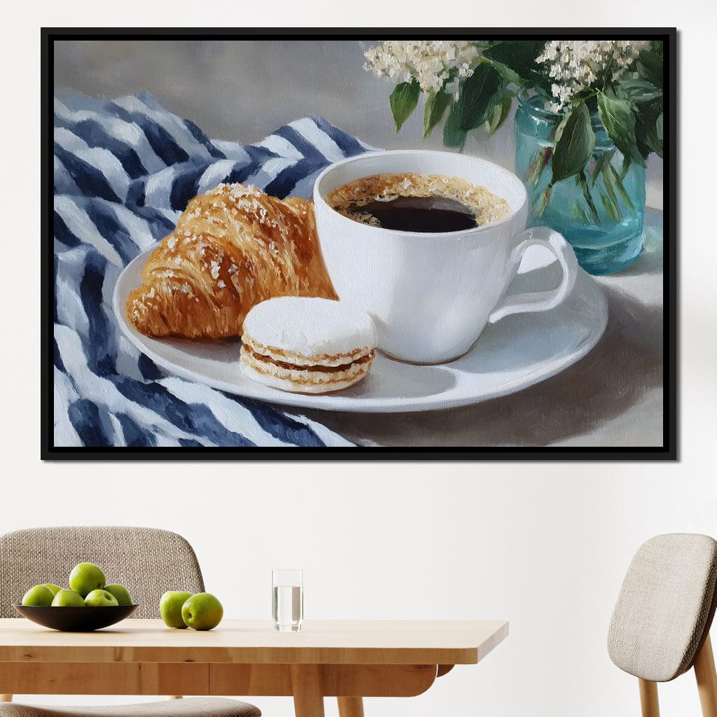 Morning Coffee Pastry & Macaron Canvas Wall Art