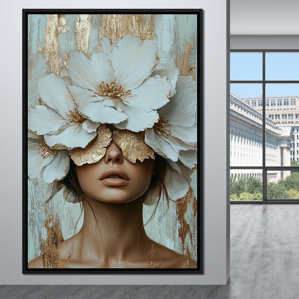 Golden Petal Head Canvas Wall Art