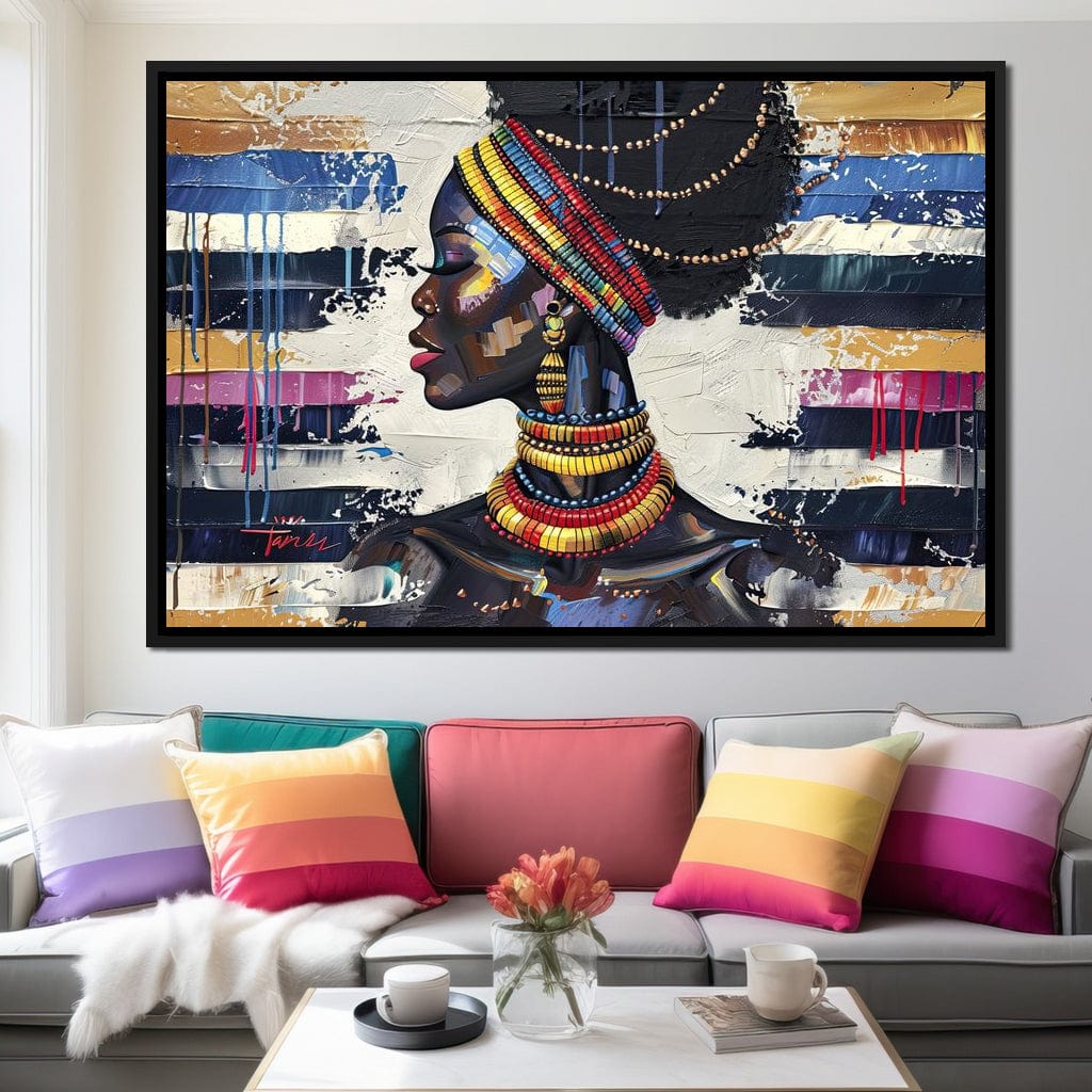 African Elegance in Ochre Gold Canvas Wall Art