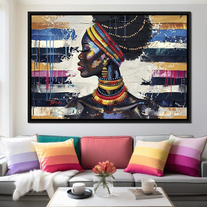 African Elegance in Ochre Gold Canvas Wall Art