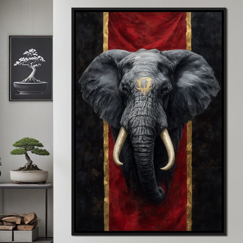 Golden Sigil Elephant King Canvas Wall Art