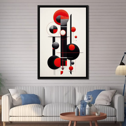 Architectural Symphony in Red and Charcoal Canvas Wall Art