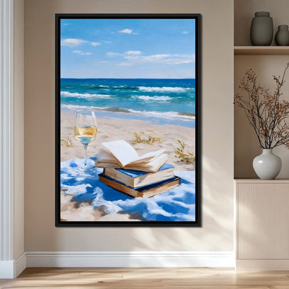 Seaside Pages and Golden Sip Canvas Wall Art