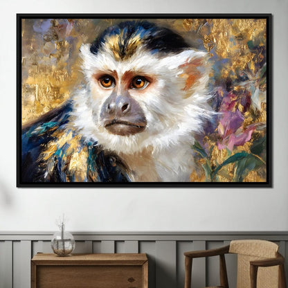 Golden Gilded Monkey Muse Canvas Wall Art