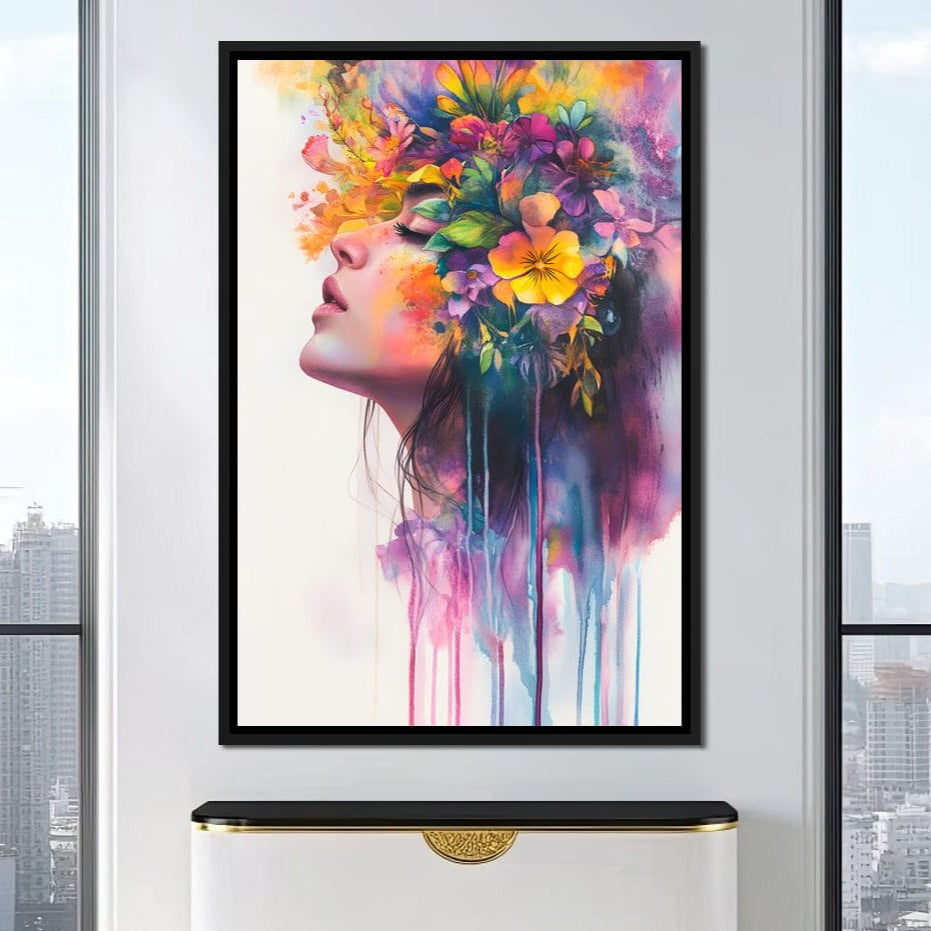 Floral Dreams Embrace Essence Canvas Wall Art