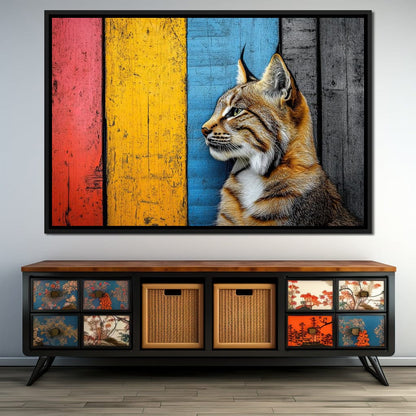 Wild Elegance Against Color Stripes Canvas Wall Art