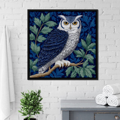 Majestic Owl Among Leaves Canvas Wall Art