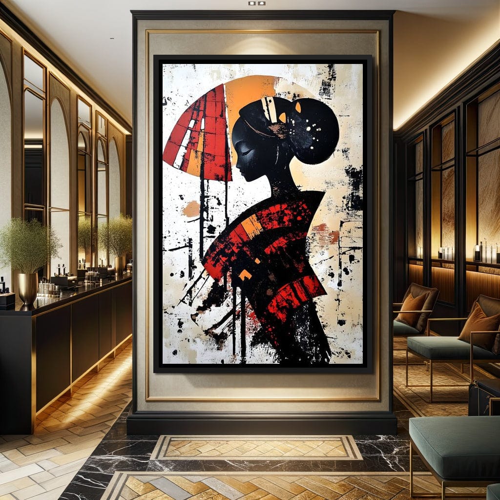 Silhouette Harmony in Amber Tones Canvas Wall Art