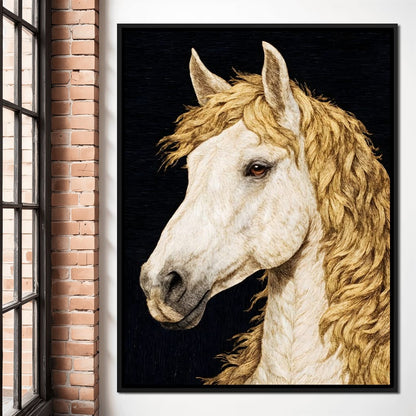 Golden Mane Horse Portrait Canvas Wall Art