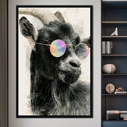 Stray Goat With A Painted Perspective Canvas Wall Art