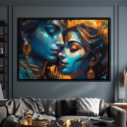 Radha & Krishna Love Story Canvas Wall Art