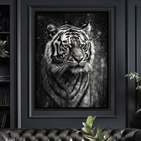 Tiger in Black & White Canvas Wall Art