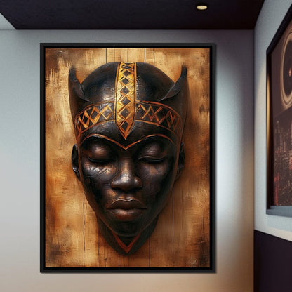 Golden Tribal Sentinel Canvas Wall Art