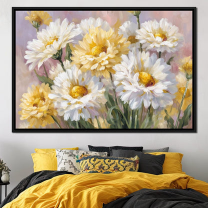 Golden Daisy Garden Glow Canvas Wall Art