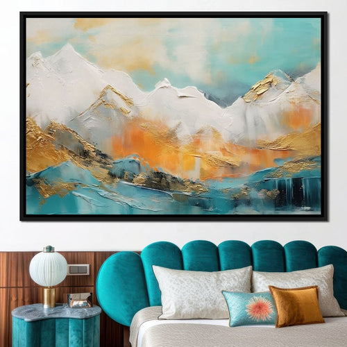 Golden Peaks Dawn Mountain Escape Canvas Wall Art