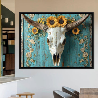 Bull Skull Rustic Vibes Canvas Wall Art