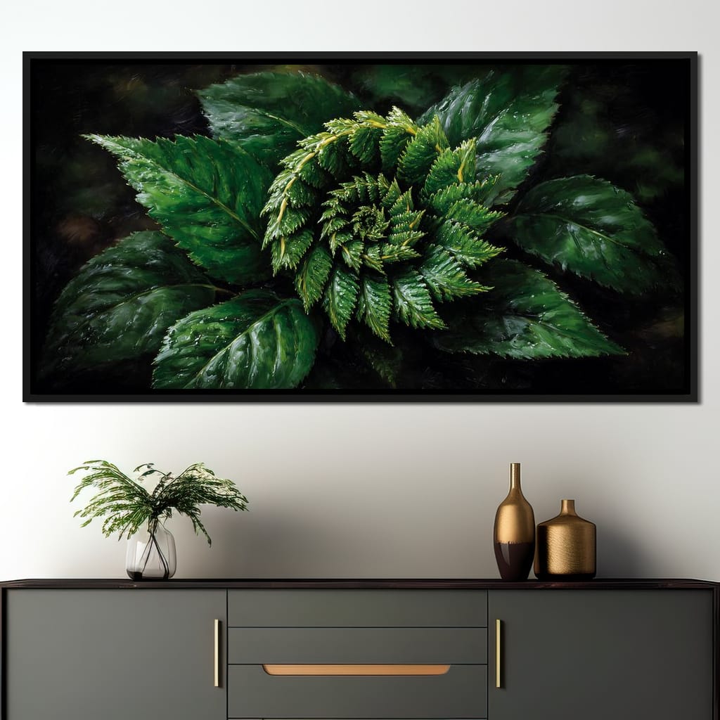 Tropical Fern Leaf Bouquet Canvas Wall Art