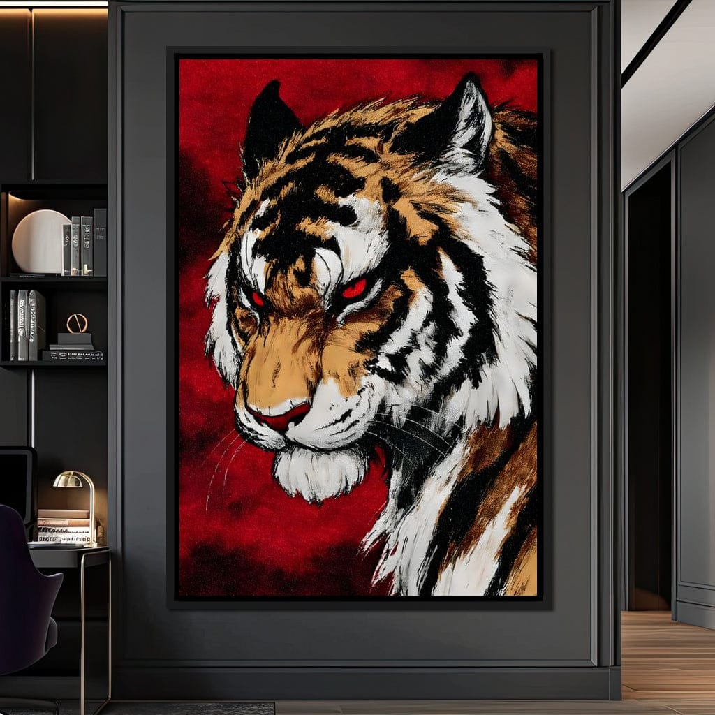 Fierce Tiger Red Eyes Roar Canvas Wall Art