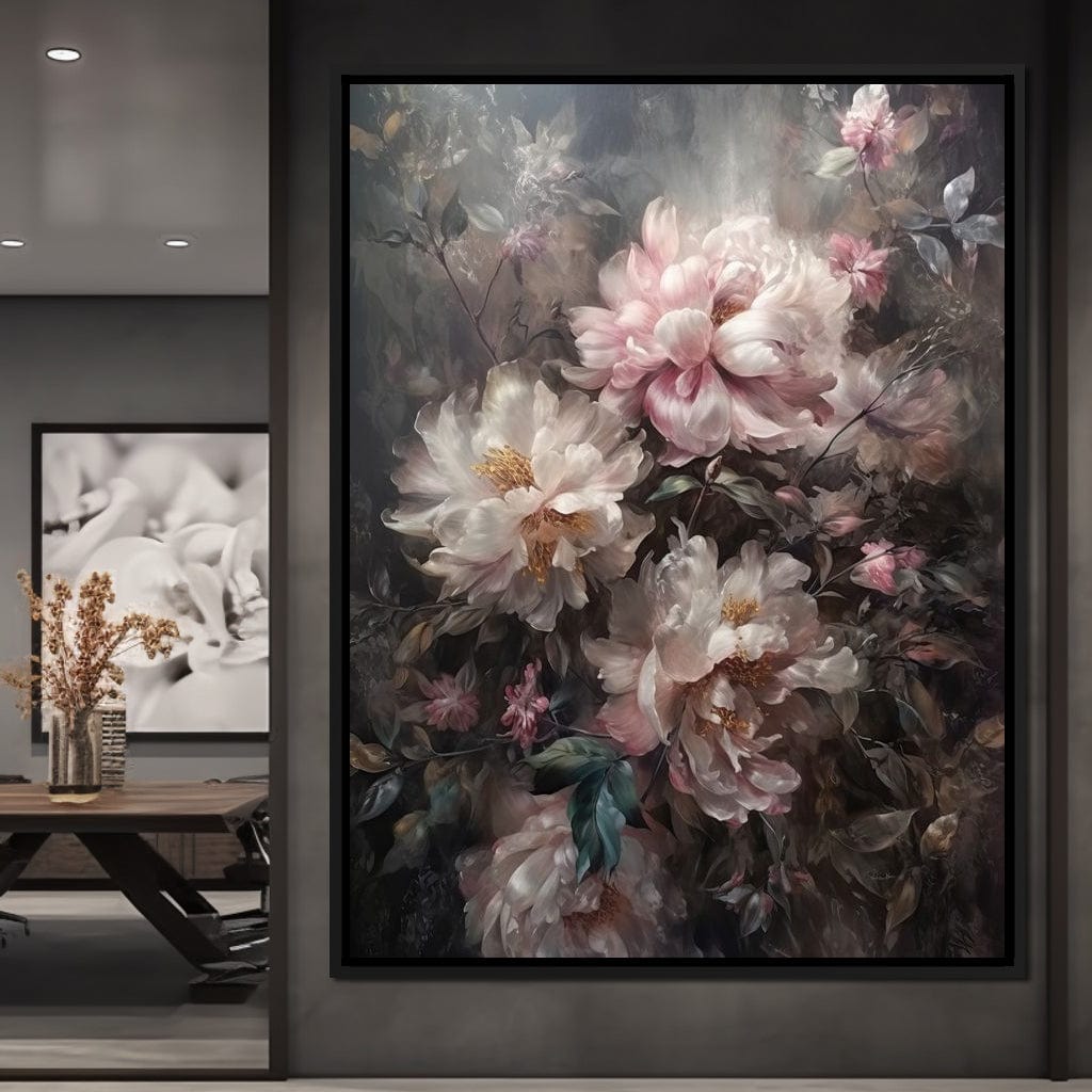 White & Pink Flowers Canvas Wall Art