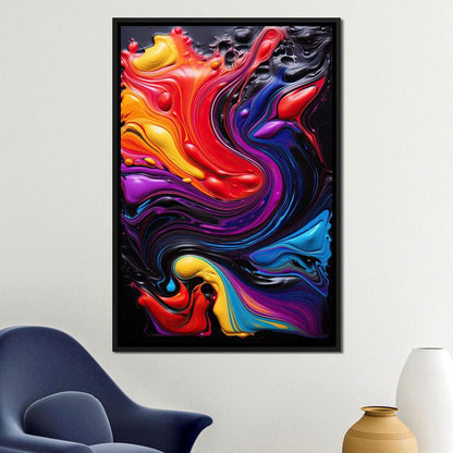 Twilight Abyss Energetic Pour Canvas Wall Art