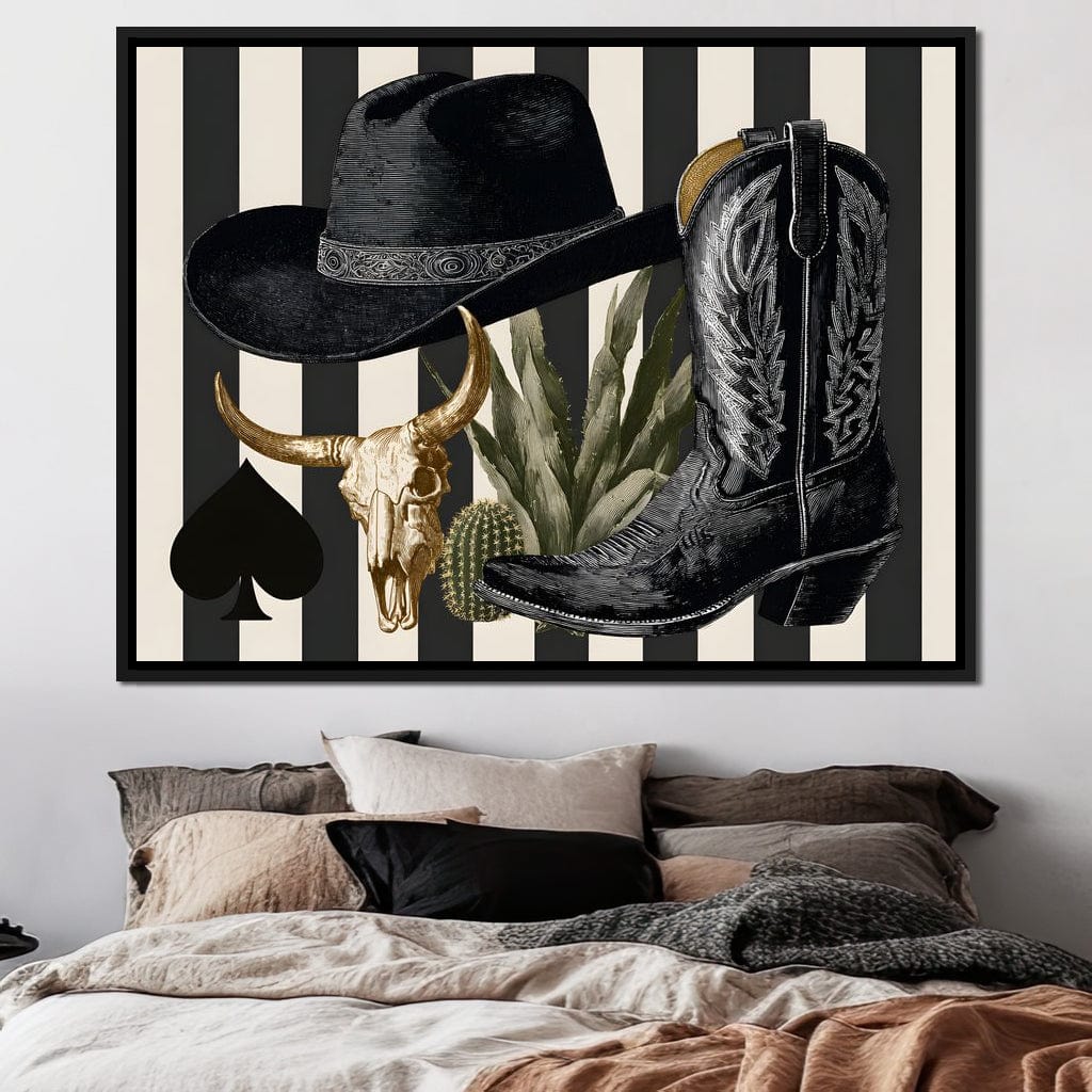 Cowboy Boot Hat Skull Cactus Canvas Wall Art