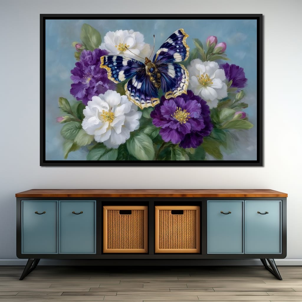 Sapphire Butterfly Bouquet Canvas Wall Art