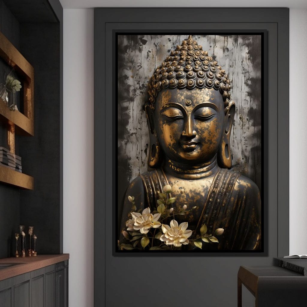 Golden Gaze of the Buddha Canvas Wall Art