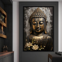 Golden Gaze of the Buddha Canvas Wall Art