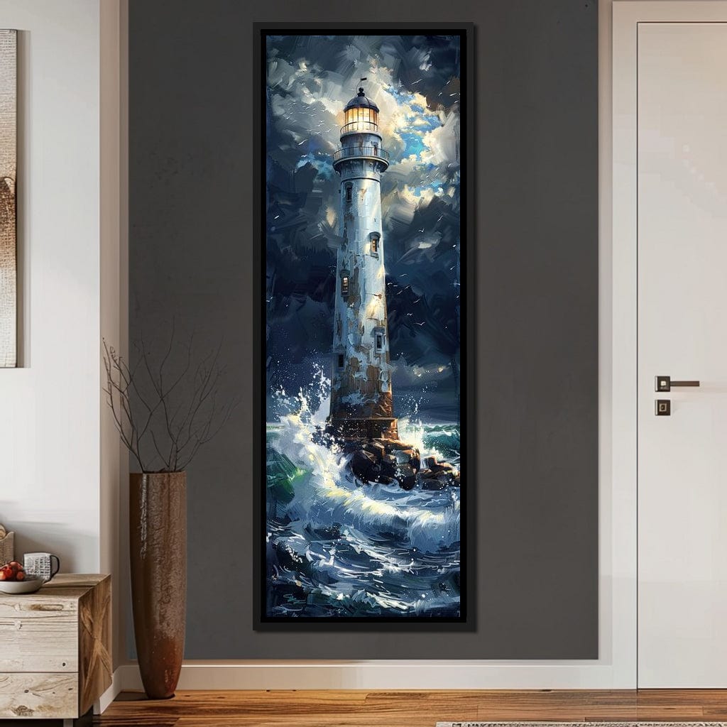 Lighthouse of Stormy Shores Canvas Wall Art