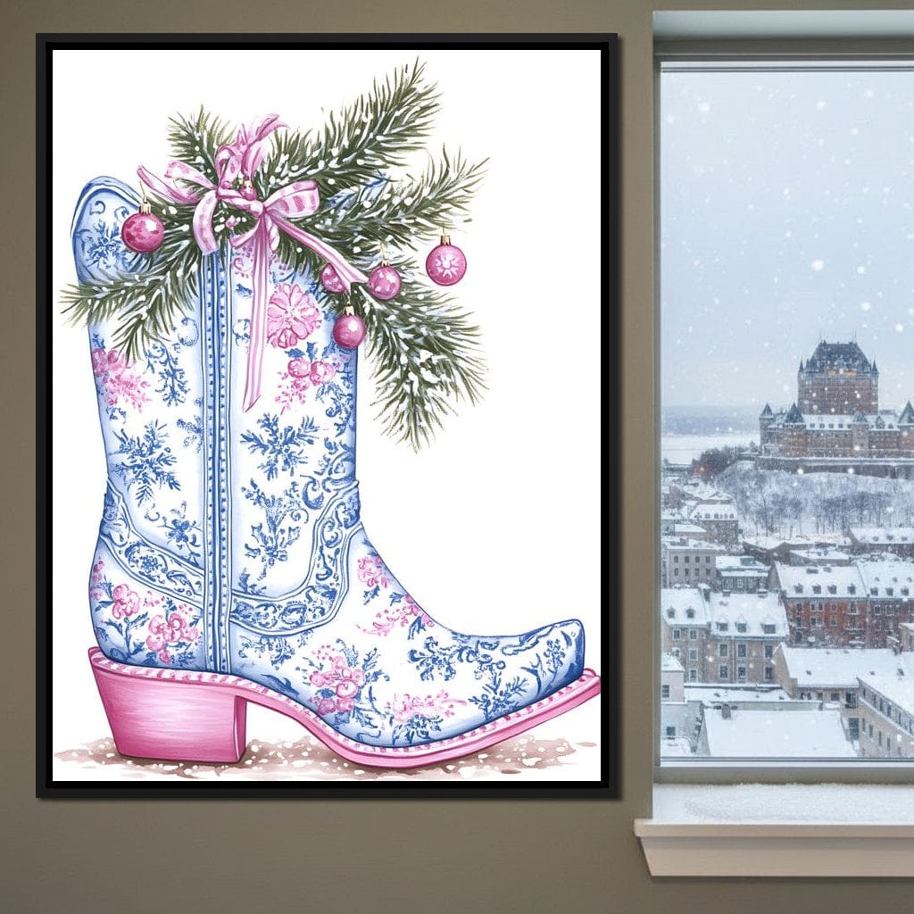 Holiday Cowboy Boot Bouquet Canvas Wall Art