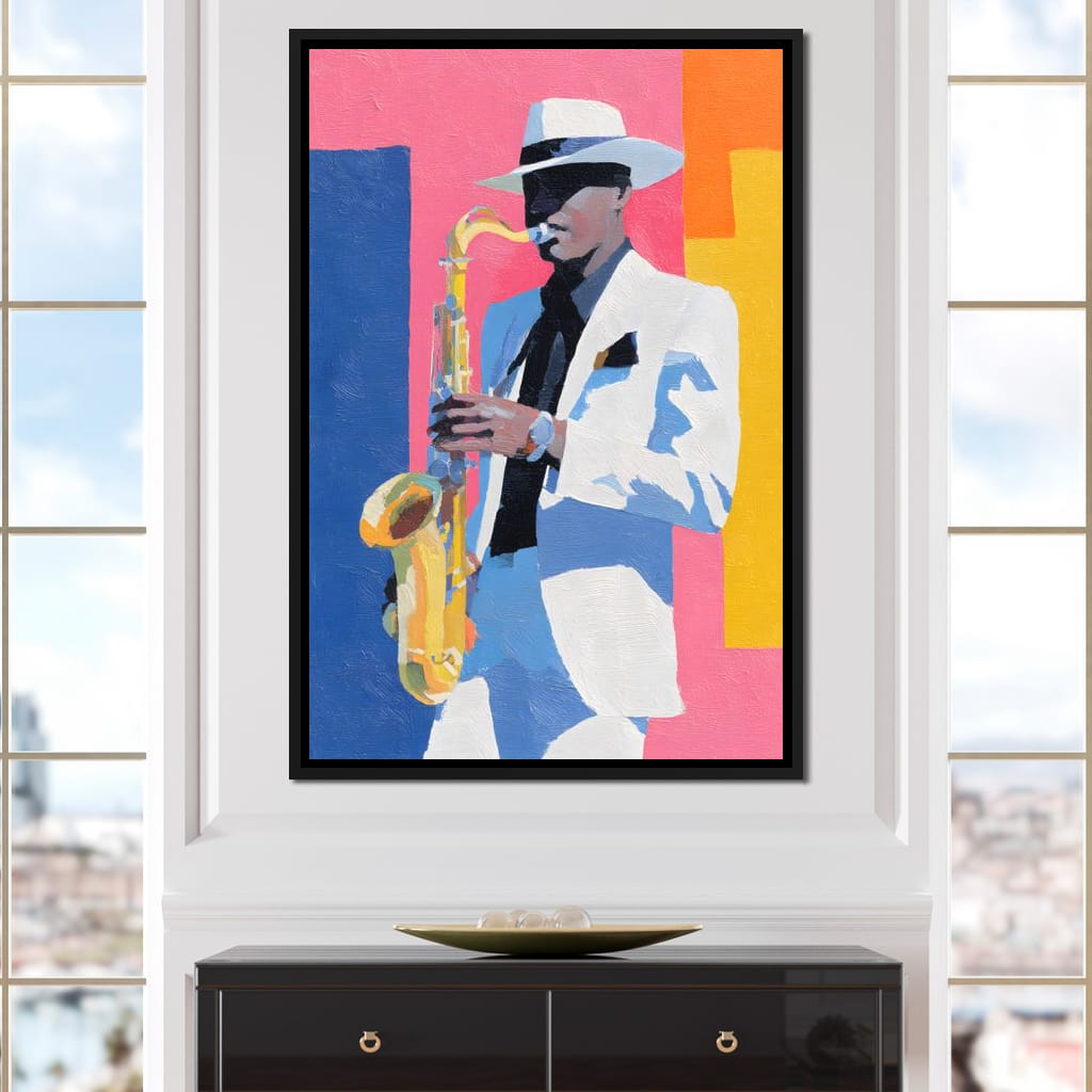 Vibrant Jazz Sax Soloist Style Canvas Wall Art