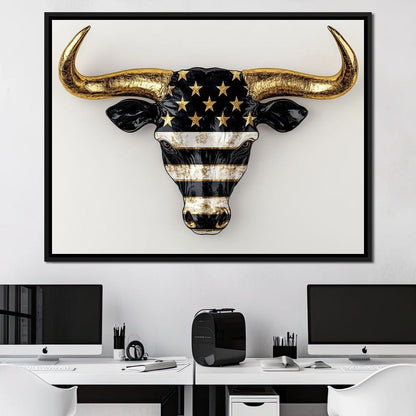 Majestic Gold Horned Bull Canvas Wall Art