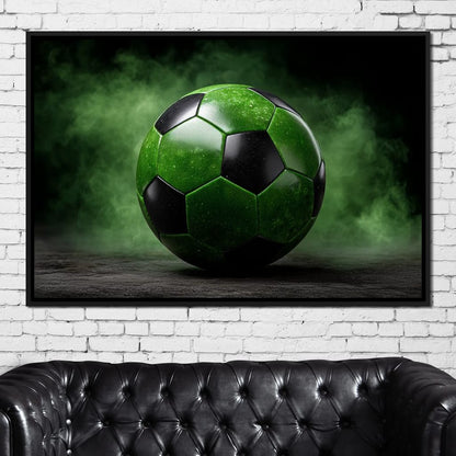 Emerald Soccer Ball Eclipse Canvas Wall Art