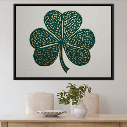 Clover Gold Leaf Charm Canvas Wall Art